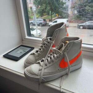 Nike Gray/Orange Swoosh Women’s Size 9 Blazers High Tops